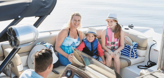 family on a boat