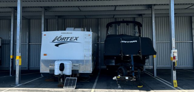 boat in covered storage